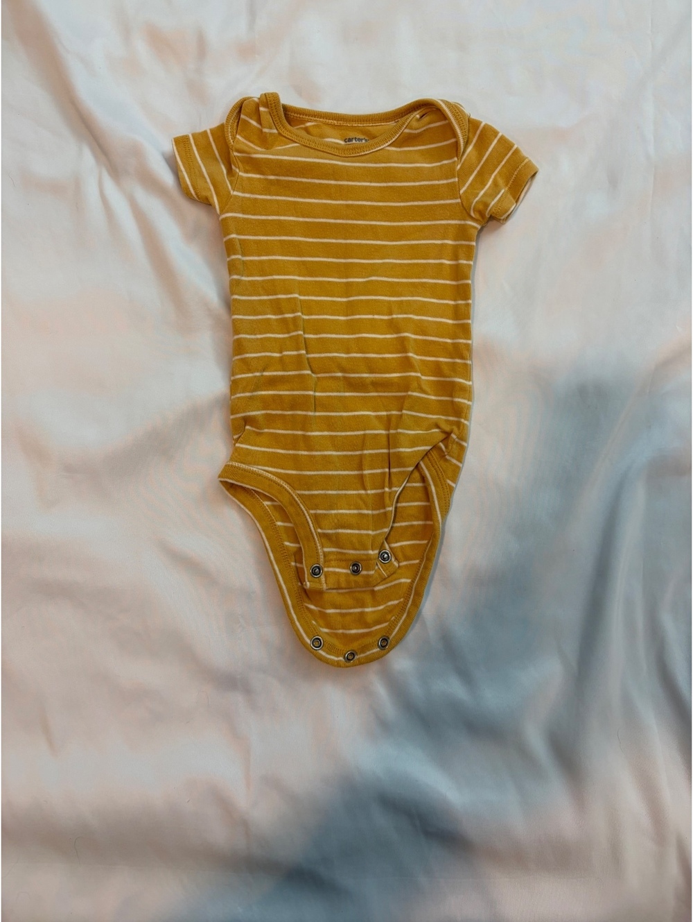 Carter's 6 Months Mustard Yellow and White Striped Cotton Baby Bodysuit